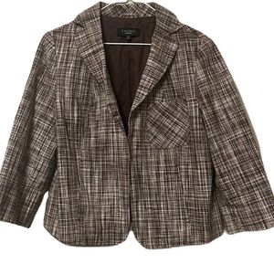 Talbots, Linen & Cotton Material, Collared, Chest Pocket Suit Jacket, Multi, 10